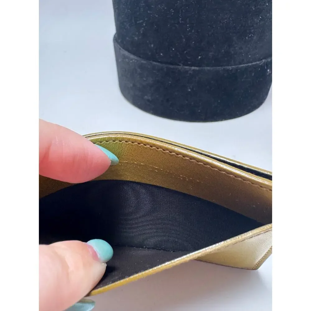 Saint Laurent Gold Leather Card Holder